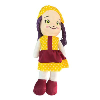 Sevecen Toys Renkli Reyhan Bez Bebek Rn-0113-Mor Saç Bordo Elbise