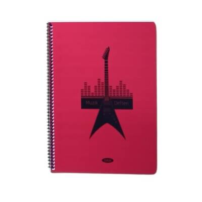 Tokaç A4 Müzik Defteri Spiralli PP Kapak 40 Yp-Kırmızı Elektronik Gitar