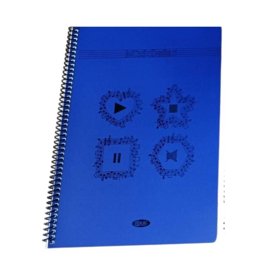 Tokaç A4 Müzik Defteri Spiralli PP Kapak 40 Yp-Lacivert Kalp - 1
