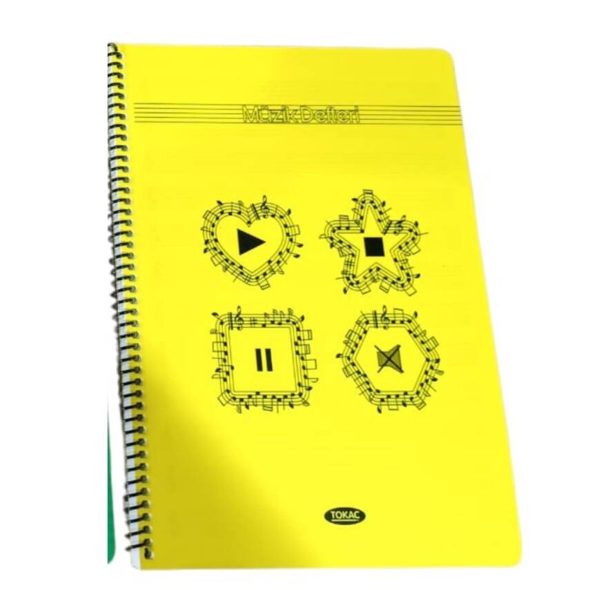 Tokaç A4 Müzik Defteri Spiralli PP Kapak 40 Yp-Sarı Kalp - 1