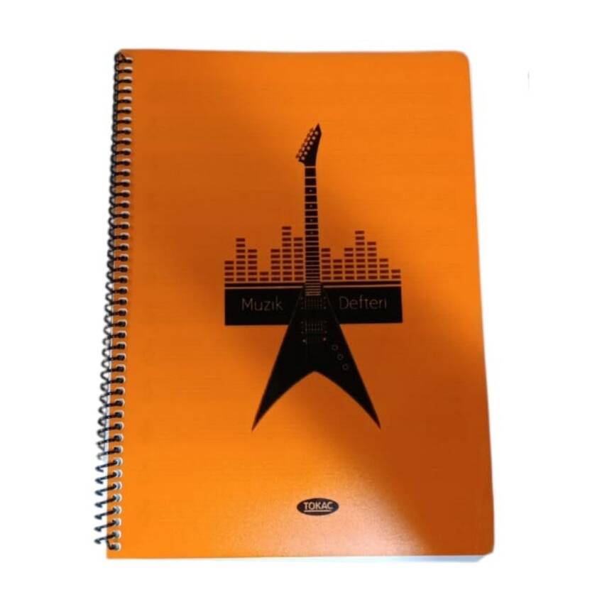 Tokaç A4 Müzik Defteri Spiralli PP Kapak 40 Yp-Turuncu Elektronik Gitar - 1