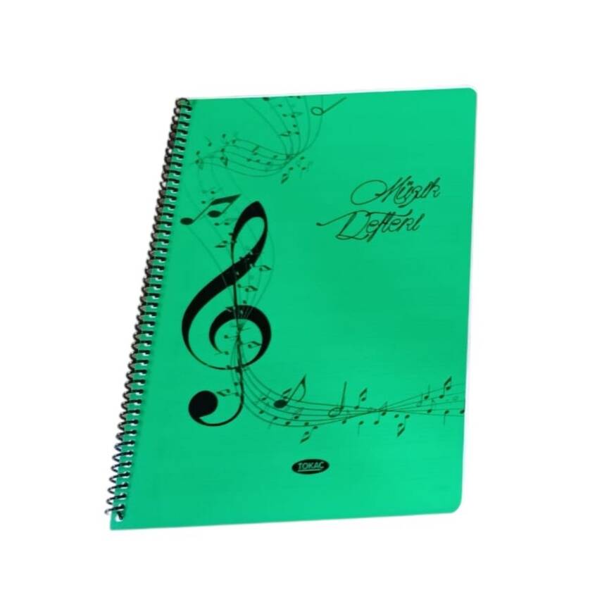 Tokaç A4 Müzik Defteri Spiralli PP Kapak 40 Yp-Yeşil Sol Anahtarı - 1