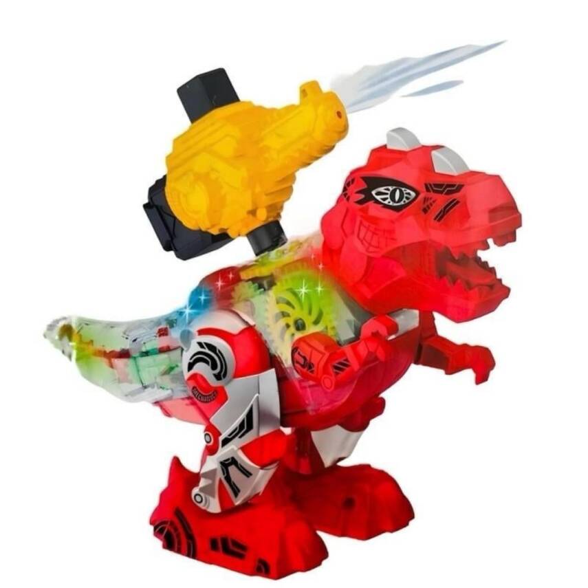 Toysan Projeksiyonlu Su Püskürten Sesli Işıklı Yürüyen Dinozor 927-Kırmızı - 1