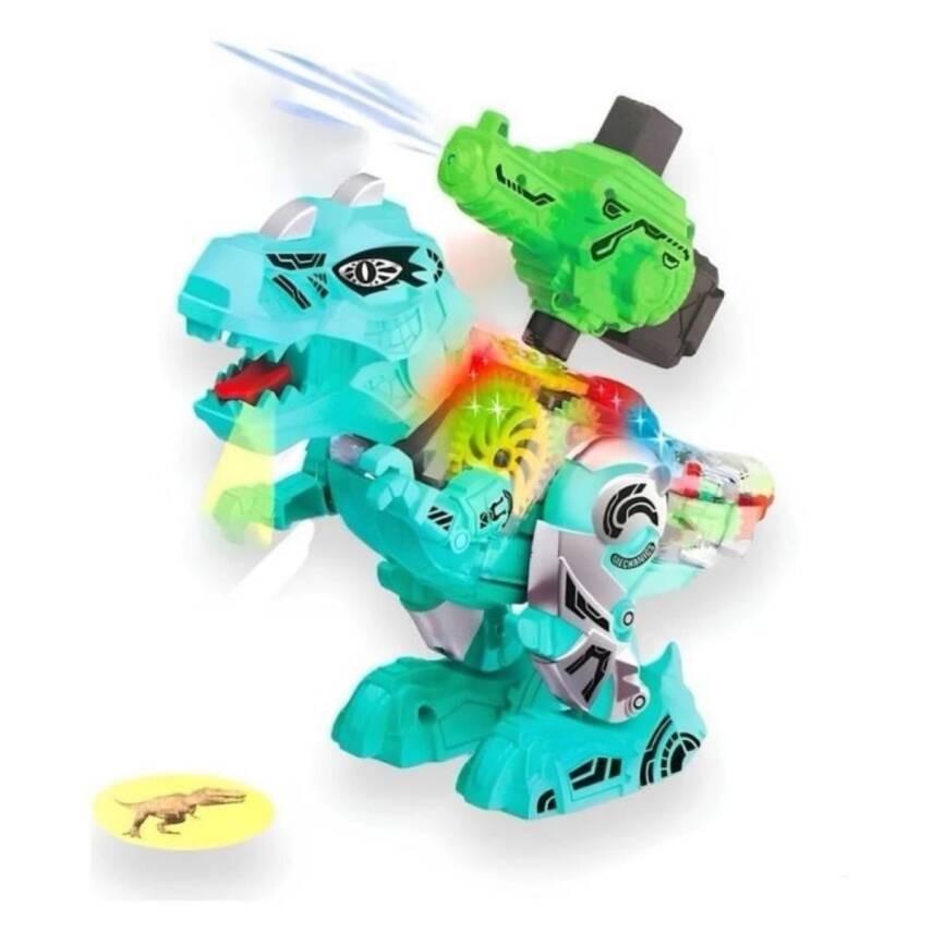 Toysan Projeksiyonlu Su Püskürten Sesli Işıklı Yürüyen Dinozor 927-Yeşil - 1