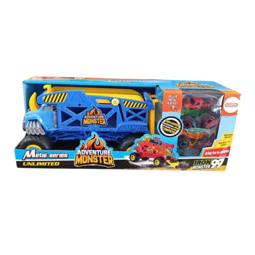 Toysan Taşıyıcı Araba Seti 3 Metal Arabalı Sq80992-1-Lacivert - 1