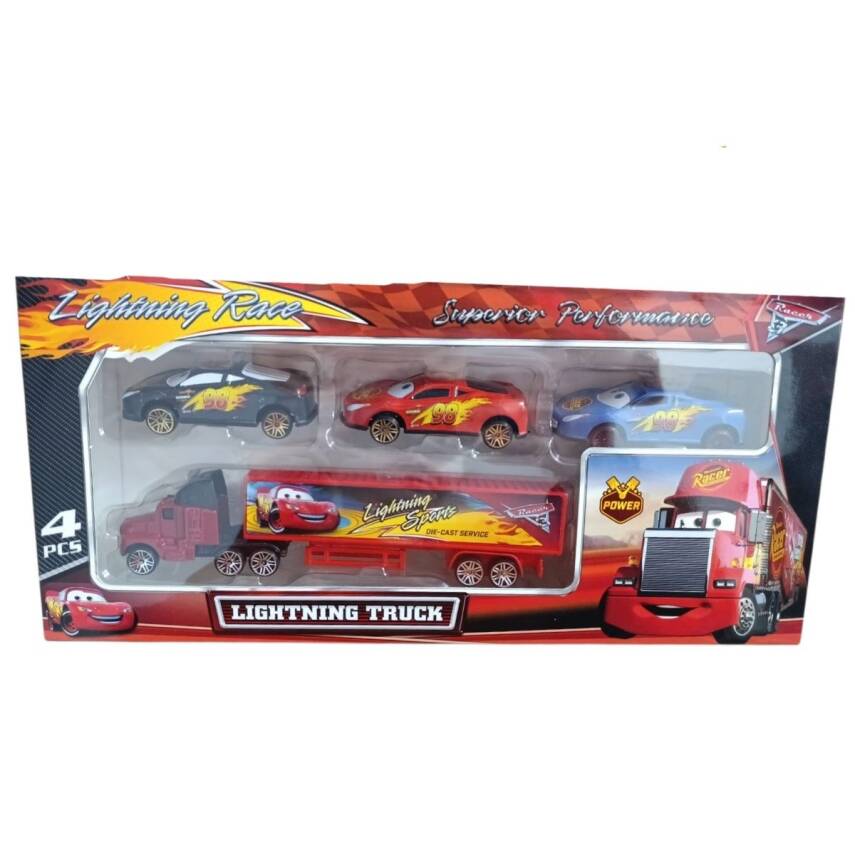 Toysan Tır Seti 4'lü Metal Arabalı SPR-50-Siyah-Mavi-Kırmızı - 1