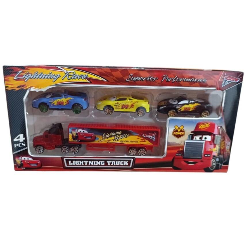 Toysan Tır Seti 4'lü Metal Arabalı SPR-50-Siyah-Mavi-Sarı - 1