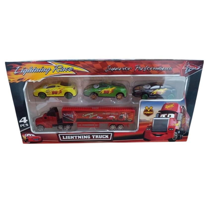 Toysan Tır Seti 4'lü Metal Arabalı SPR-50-Yeşil-Sarı-Siyah - 1