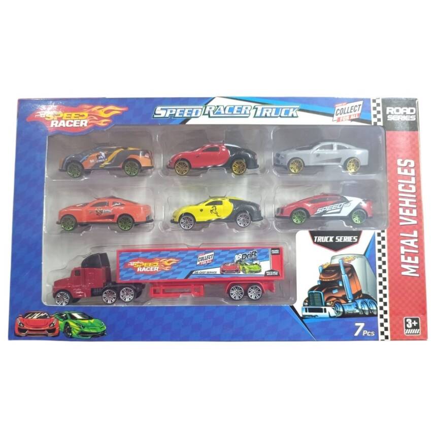 Toysan Tır ve 6lı Metal Araba Seti TOY-46-Kırmızı - 1