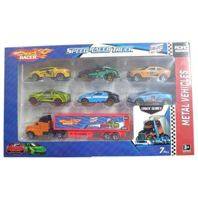 Toysan Tır ve 6lı Metal Araba Seti TOY-46-Turuncu