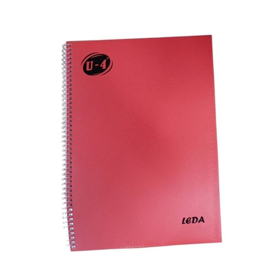 U-4 A4 PP KP Spiralli 40 Yp Çizgili Defter-Kırmızı - 1