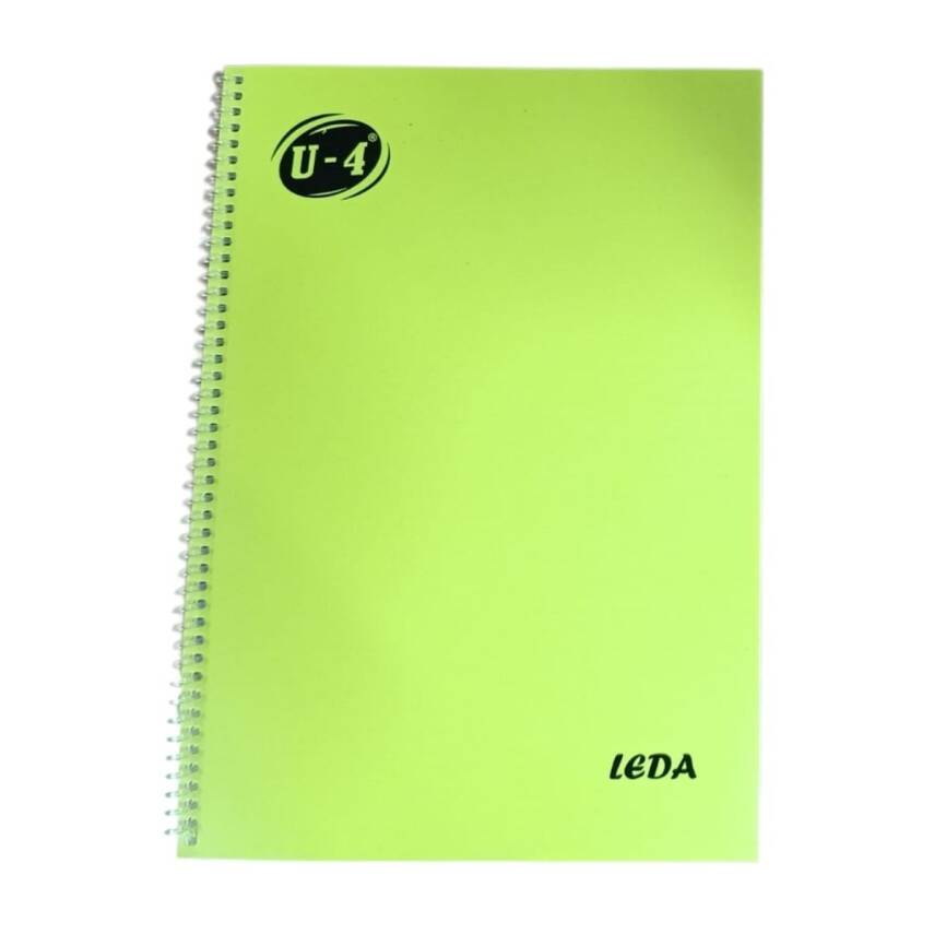 U-4 A4 PP KP Spiralli 40 Yp Kareli Defter-Fosfor Yeşil - 1