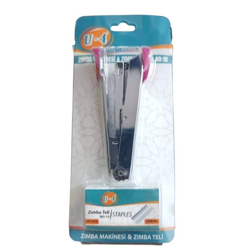 U4 Zımba Makinesi Ve Zımba Teli No:10 2li Set U4-1014-Pembe - 1