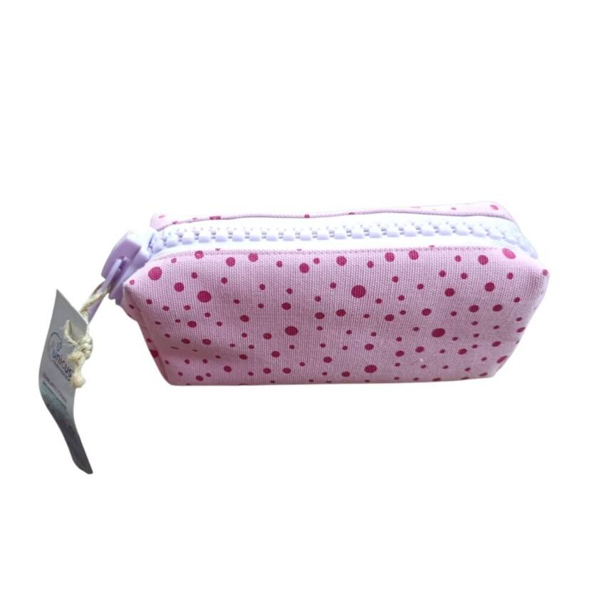 Unicus Big Zip Puantiyeli Keten Kalemkutu 921-Mor Fermuar - 1