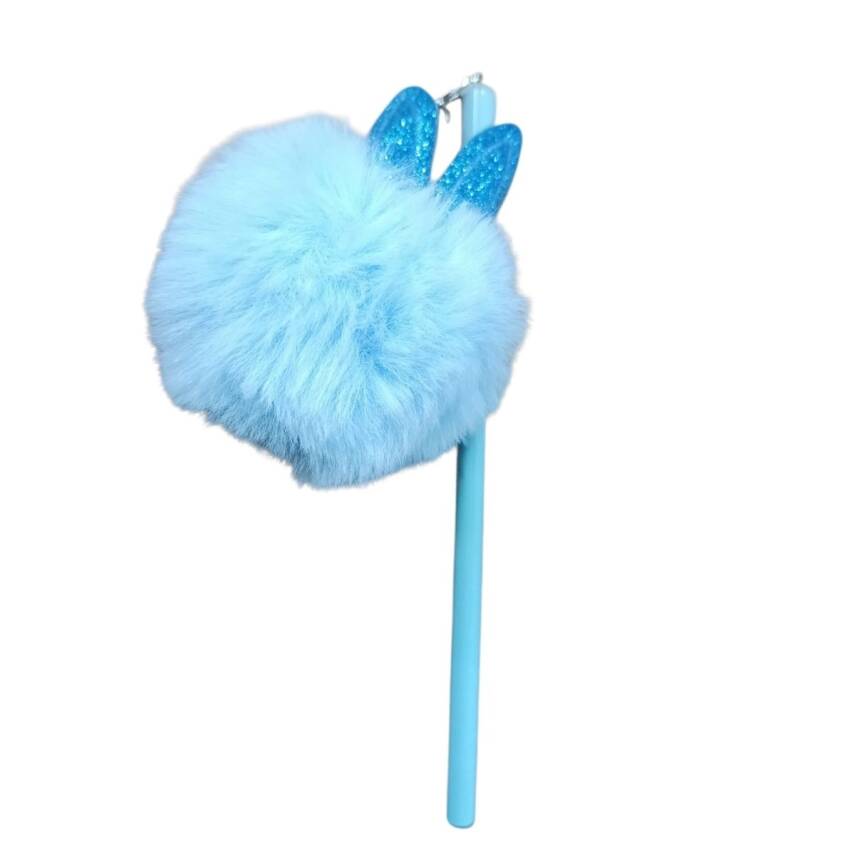 Unicus Simli Tavşan Ponpon Kurşun Kalem-Mavi - 1